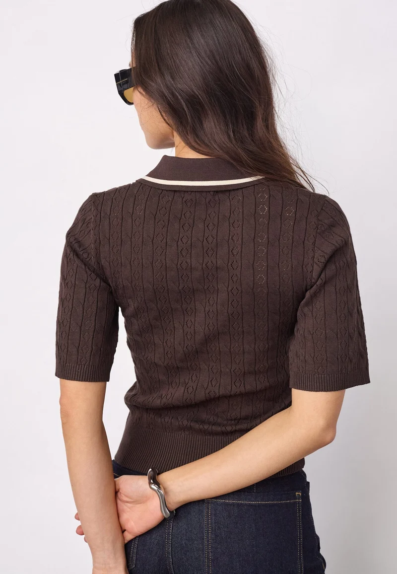 Co´Couture - Luecc Ss Polo Knit 500217 - 20003 - Dark Brown