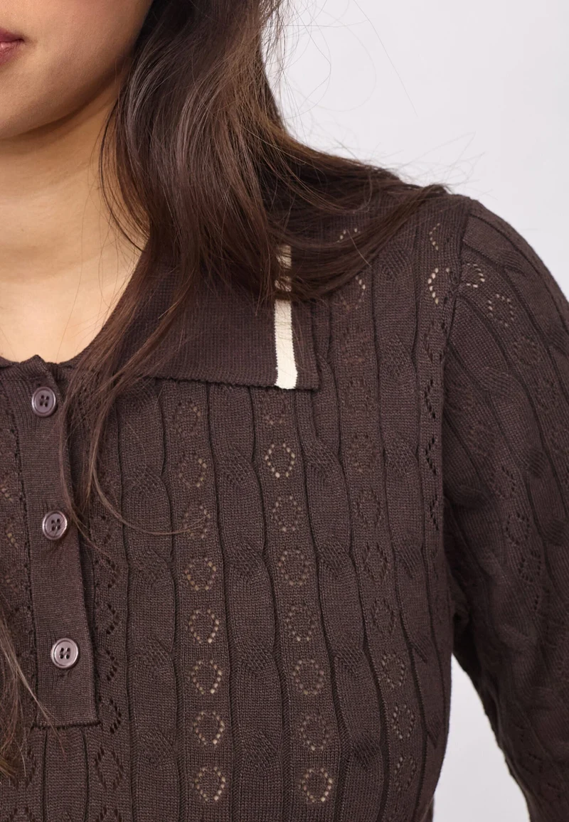 Co´Couture - Luecc Ss Polo Knit 500217 - 20003 - Dark Brown