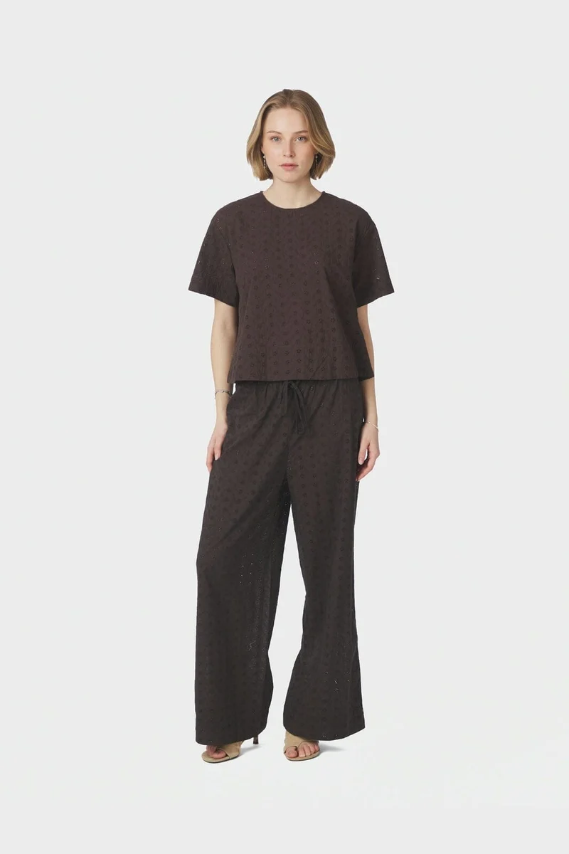 Neo Noir - Emmey Emb Pants 169504 - 676 - Dark Brown