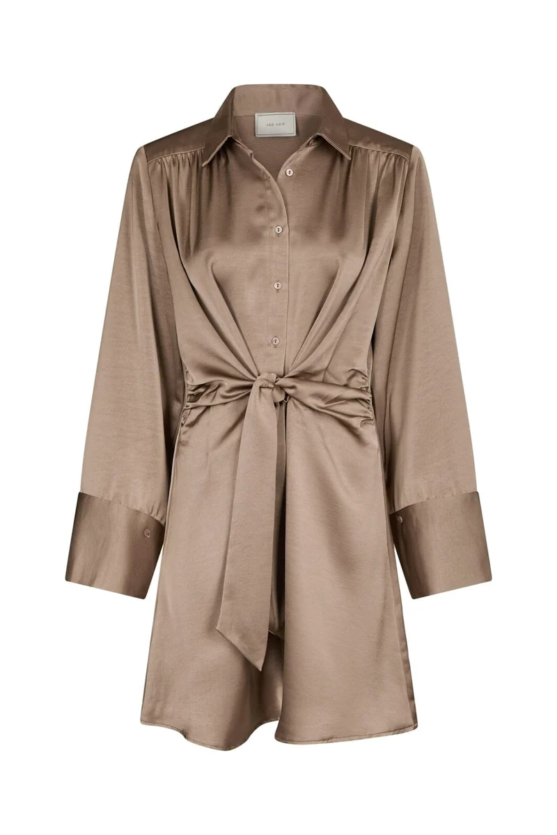 Neo Noir - Biria Heavy Sateen Dress 166792 - 811 - Dark Taupe