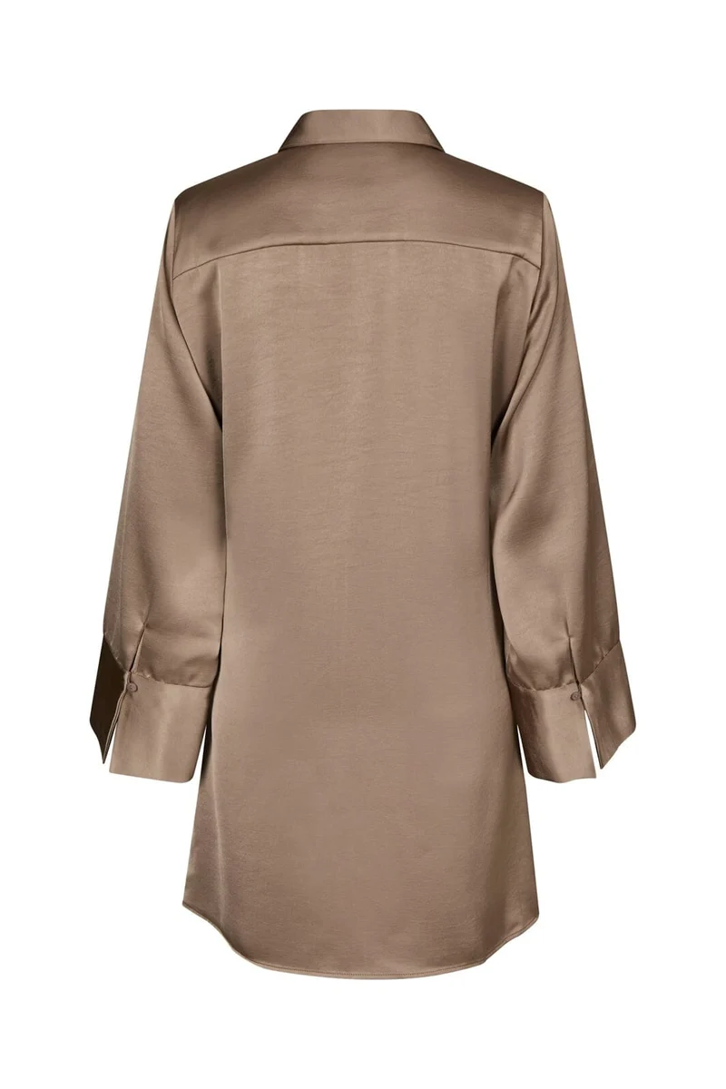 Neo Noir - Biria Heavy Sateen Dress 166792 - 811 - Dark Taupe