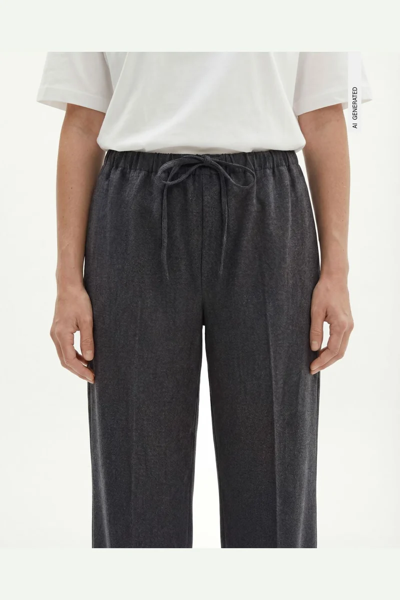 Object - Objlisa Tie Wide Pant - 5191831 Medium Grey Melange