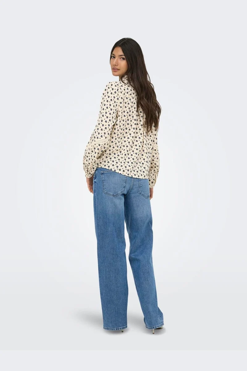 Only - Onllucinda Ls Tape Shirt - 5085607 Birch Blue Floral