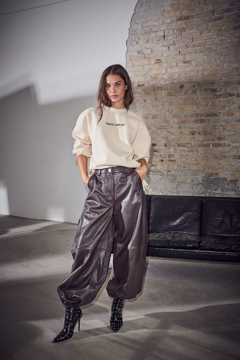 Haute L'Amitié - Jasmin Leather Harem Pant HL10541 - Mocca