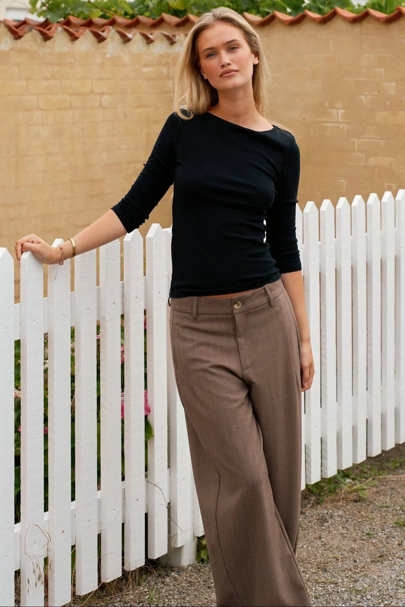 Neo Noir - Essiall Pinstripe Pants 170084 - 214 - Taupe