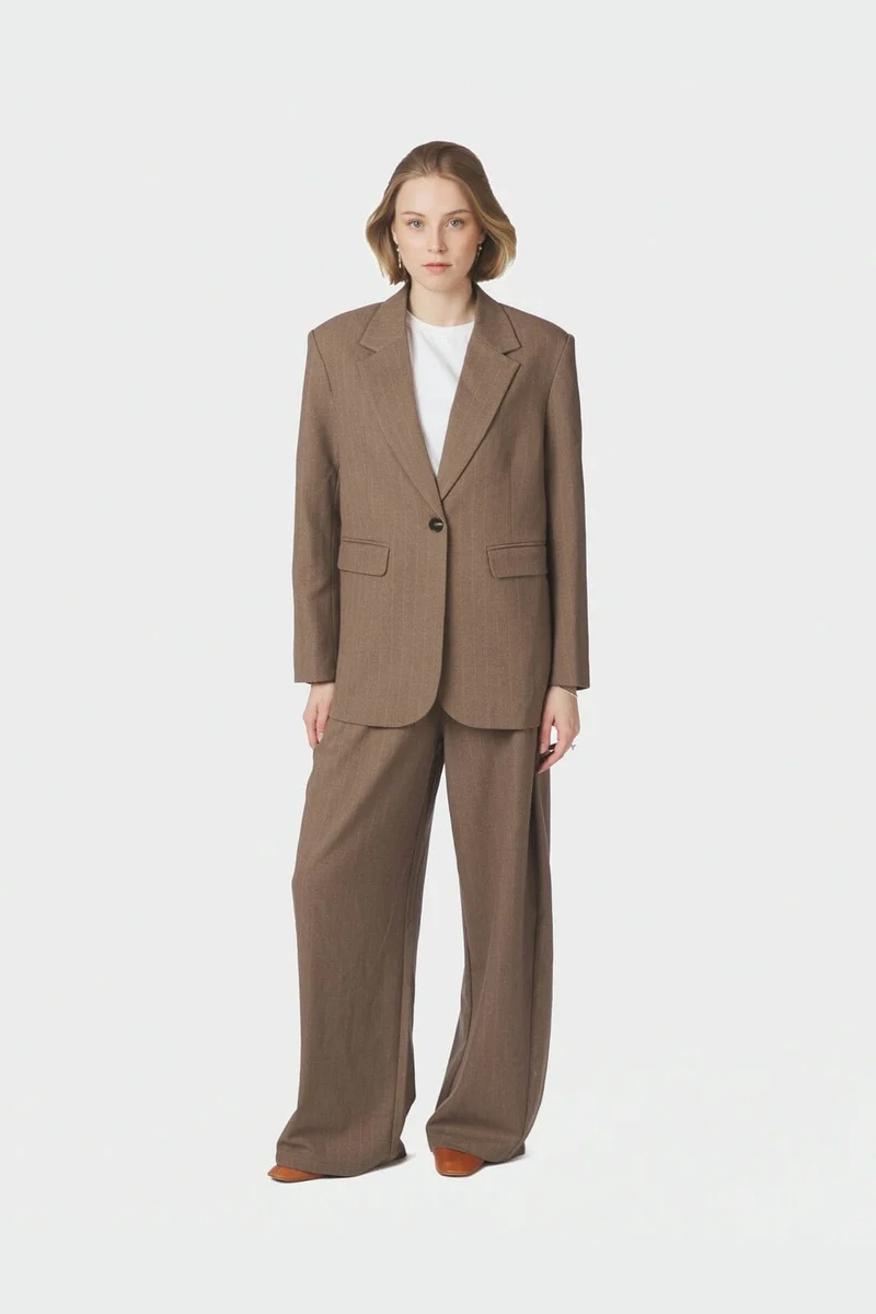 Neo Noir - Essiall Pinstripe Pants 170084 - 214 - Taupe