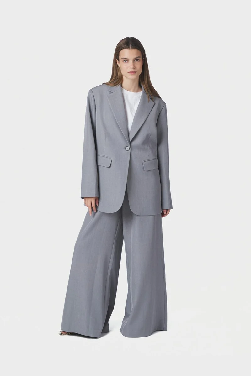 Neo Noir - Janel Structure Pants 169941 - 133 - Grey Melange