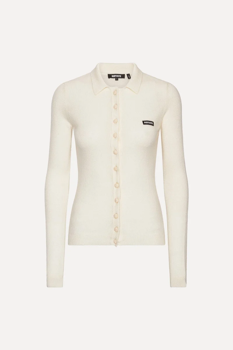 Rotate - Knitted Polo Top 116680857 - 857 Egret