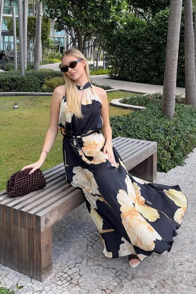 Karmamia - Heather Dress 2349 - Gold Maxi Flower