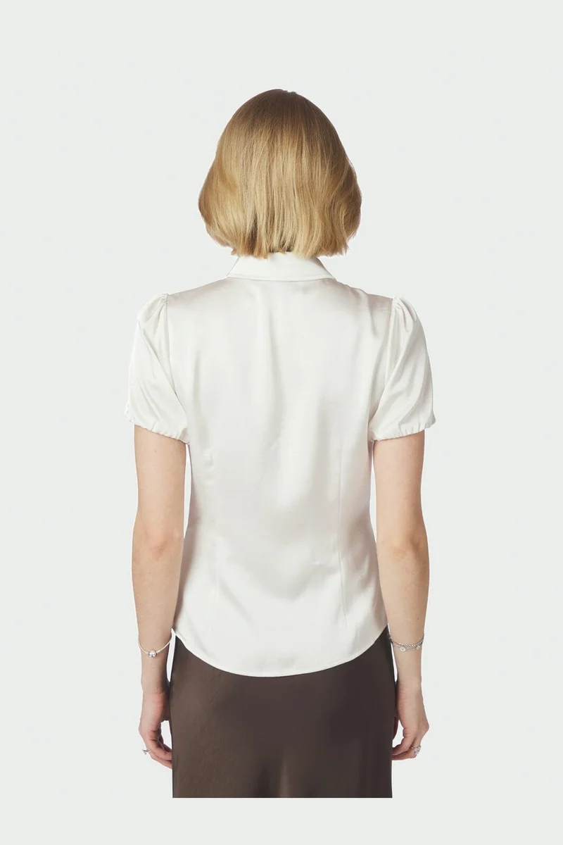 Neo Noir - Lyselle Heavy Sateen Shirt 169600 - 621 - Pearl