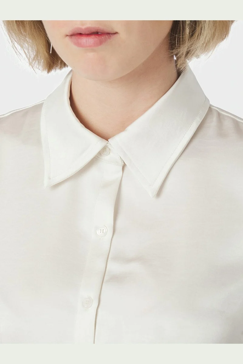 Neo Noir - Lyselle Heavy Sateen Shirt 169600 - 621 - Pearl