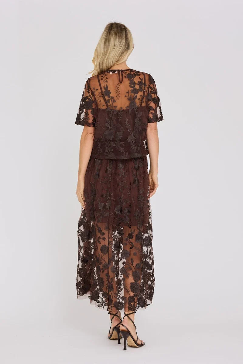 A-View - Fuschia Skirt AV4624 - 194 - Dark Brown