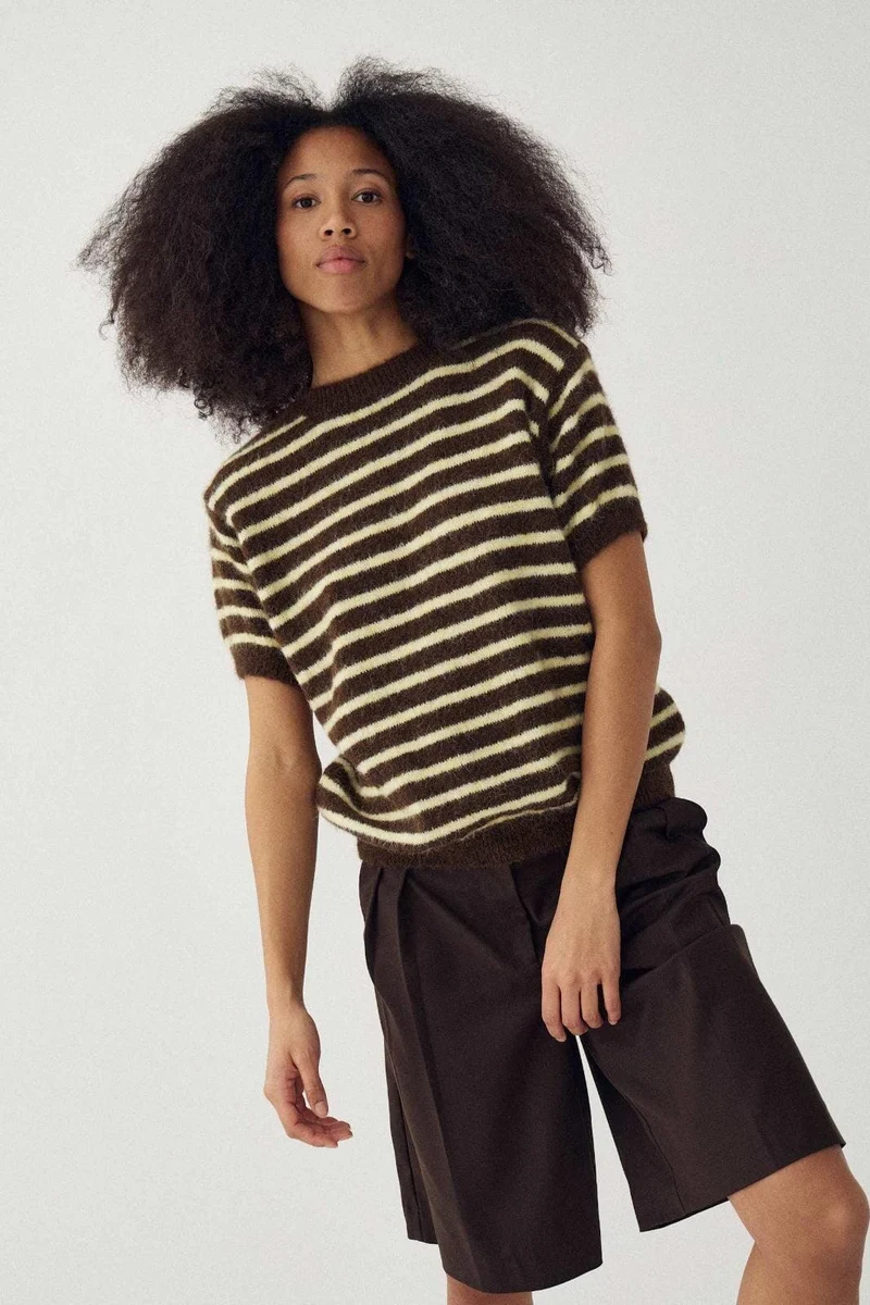 Noella - N-Monikah Ss Knit 16570003 - 1536 - Brown Yellow Stripe