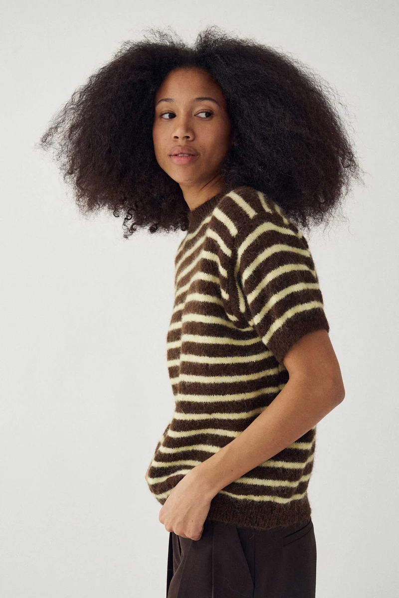 Noella - N-Monikah Ss Knit 16570003 - 1536 - Brown Yellow Stripe