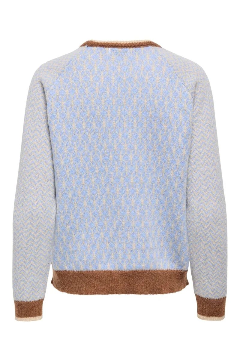 JDY - Jdybryn Life L/S Oneck Jacq Pullover Knt - 5054652 Crème Brûlée W. Toffee/Open Air Jacq.