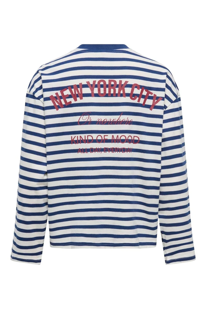 Only - Onlfreja L/S Stripe Top - 5060254 Cloud Dancer Navy (Ida) Print Park
