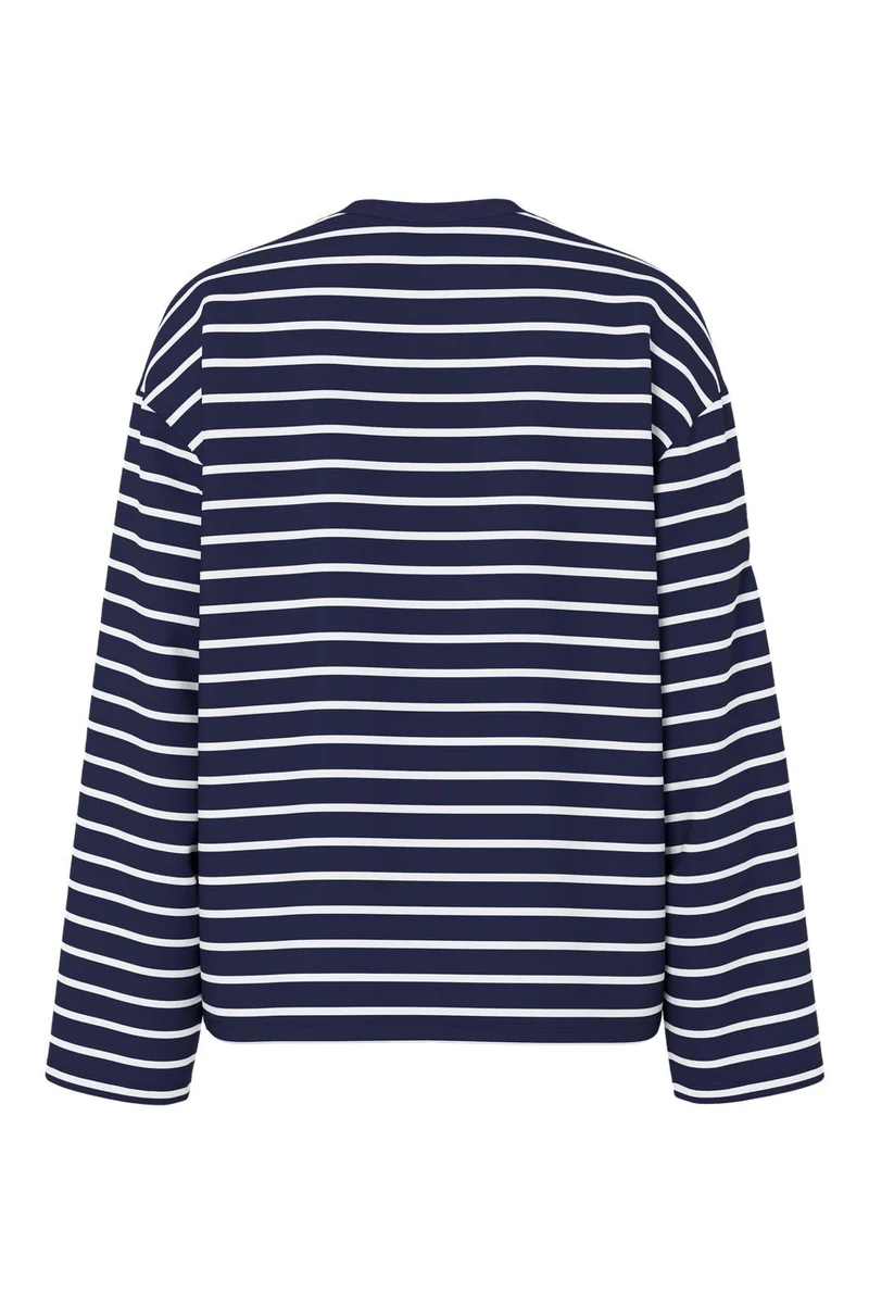 Pieces - Pcsadie Ls Emb Tee - 5130940 Maritime Blue Patches
