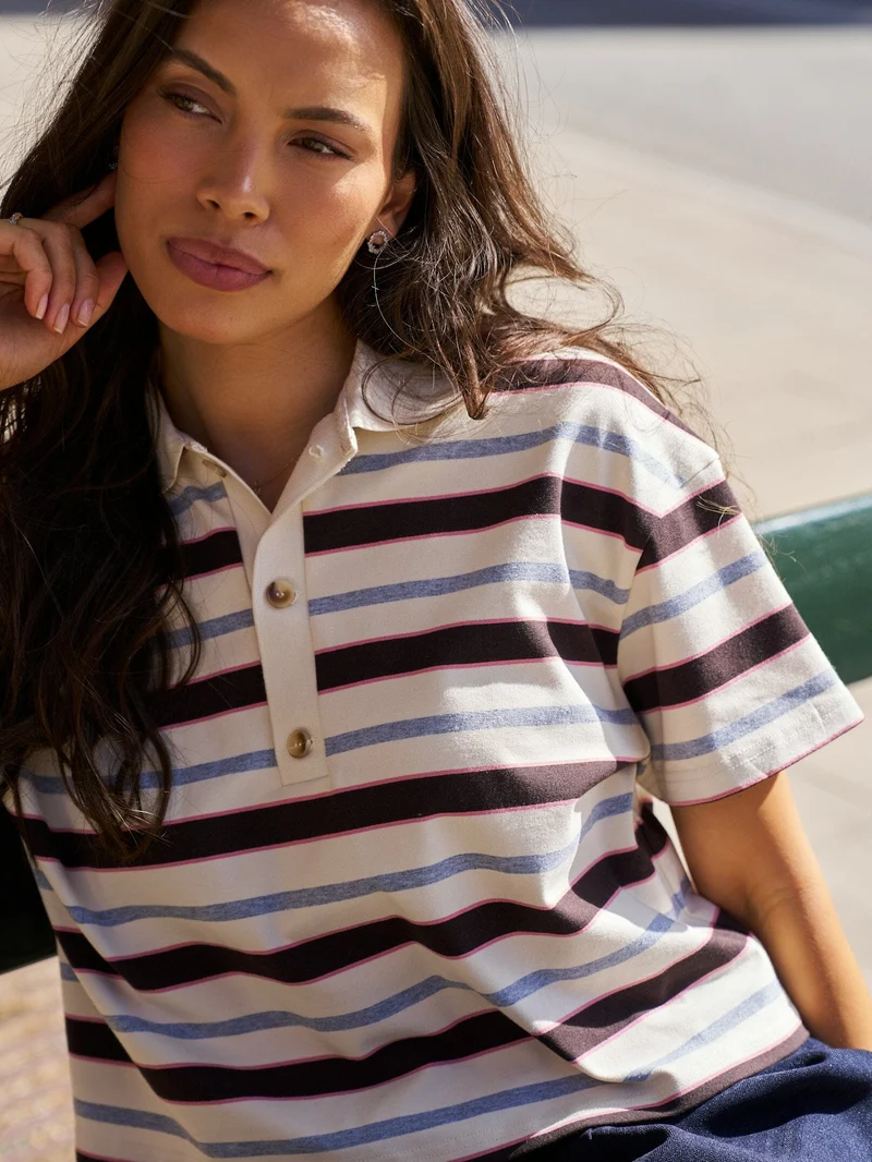 Neo Noir - Vennera Triple Stripe Polo Tee 170025 - 130 - Grey