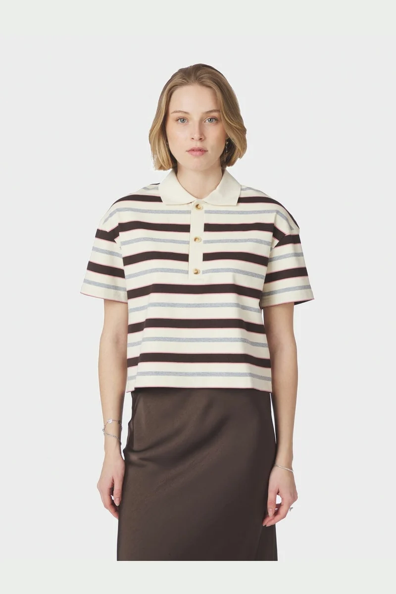 Neo Noir - Vennera Triple Stripe Polo Tee 170025 - 130 - Grey