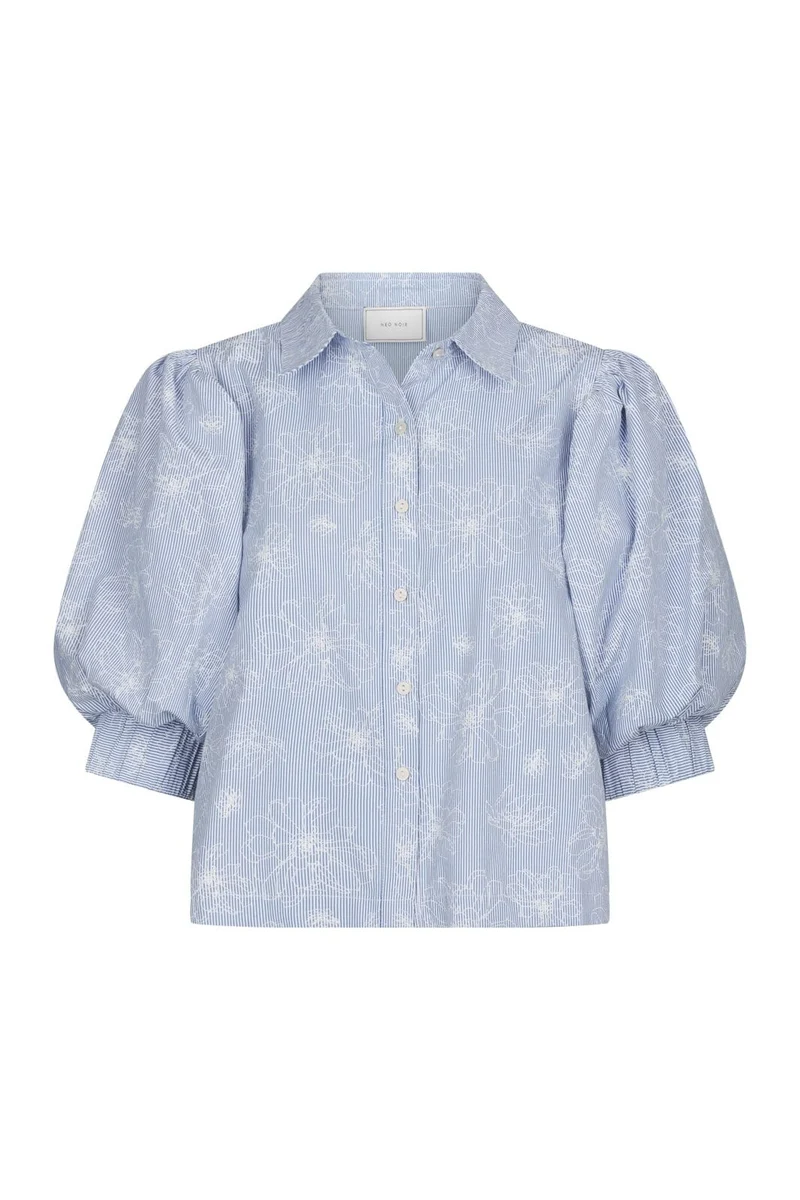Neo Noir - Etta Flower Stripe Shirt 169706 - 145 - Light Blue