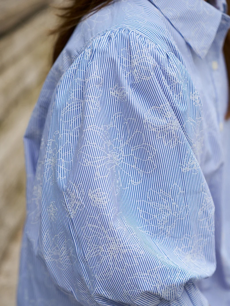 Neo Noir - Etta Flower Stripe Shirt 169706 - 145 - Light Blue