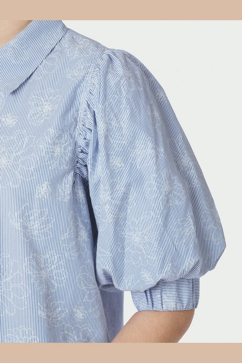 Neo Noir - Etta Flower Stripe Shirt 169706 - 145 - Light Blue
