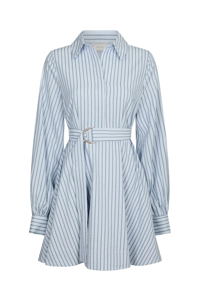 Neo Noir - Felice Striped Crepe Dress 169199 - 140 - Blue