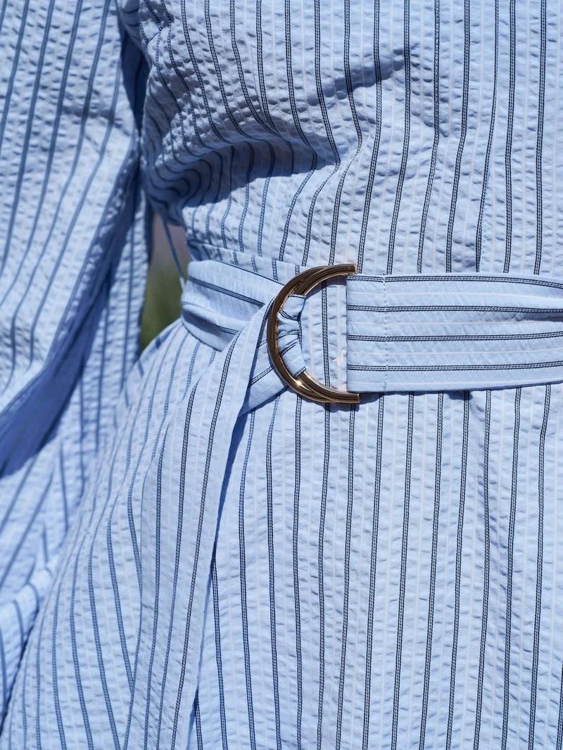 Neo Noir - Felice Striped Crepe Dress 169199 - 140 - Blue