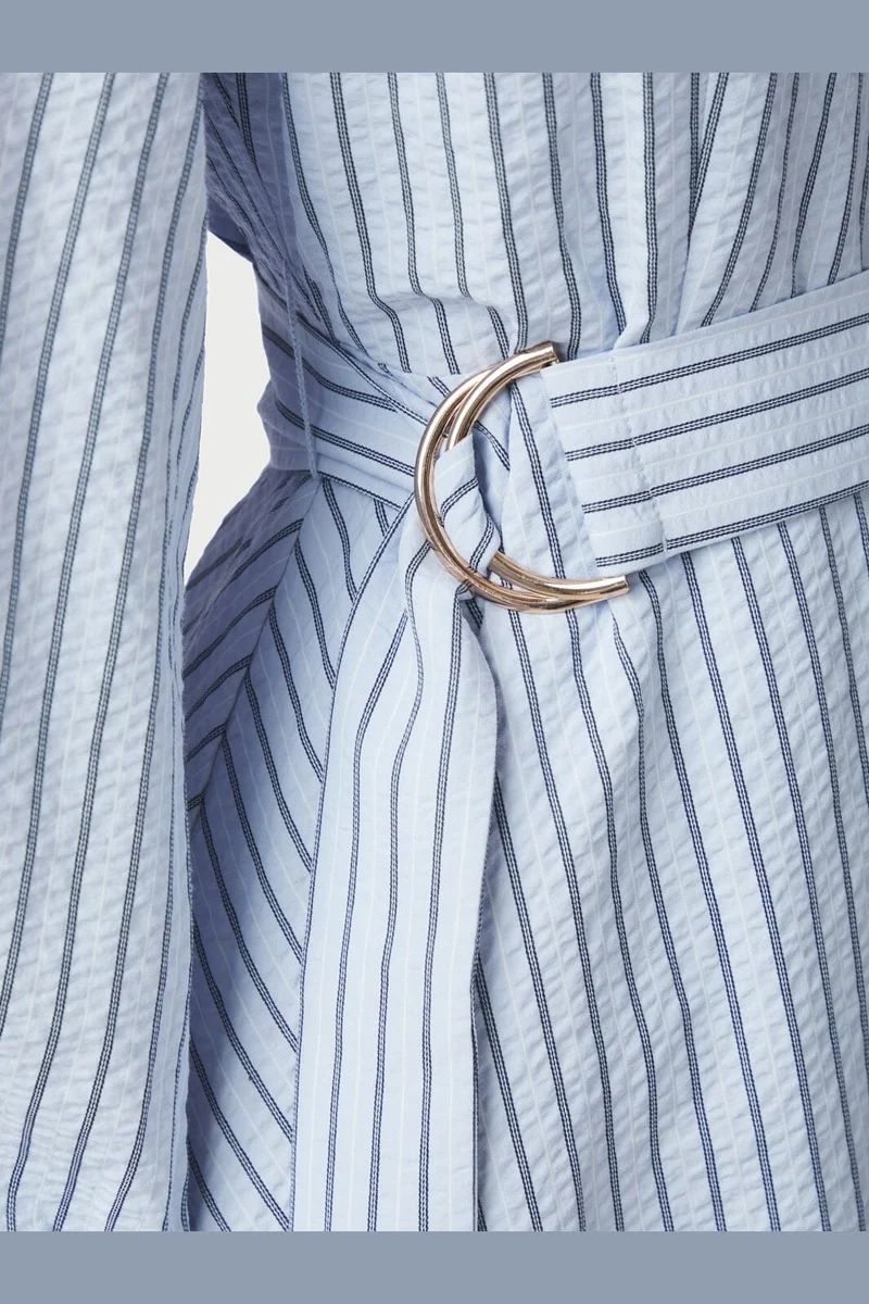 Neo Noir - Felice Striped Crepe Dress 169199 - 140 - Blue