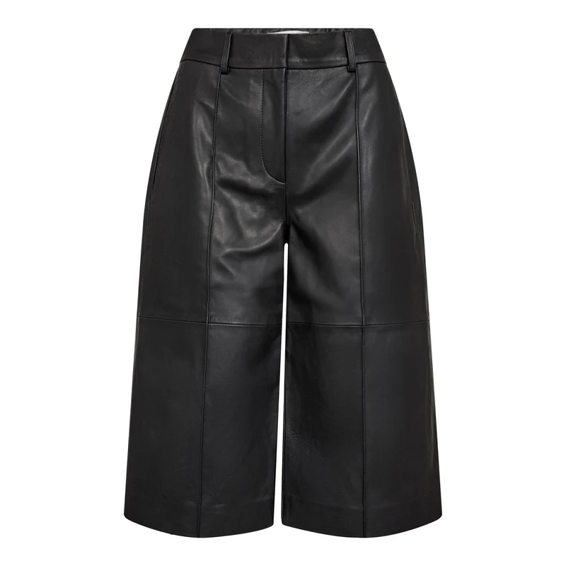 Co´Couture - Phoebecc Long Leather Bermuda 500139 - 65001 - Black