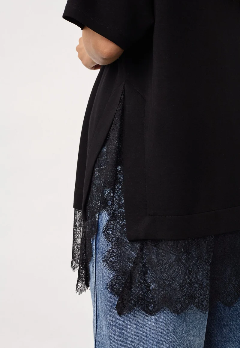 Co´Couture - Larsoncc Mix Lace Tee 500414 - 65001 - Black