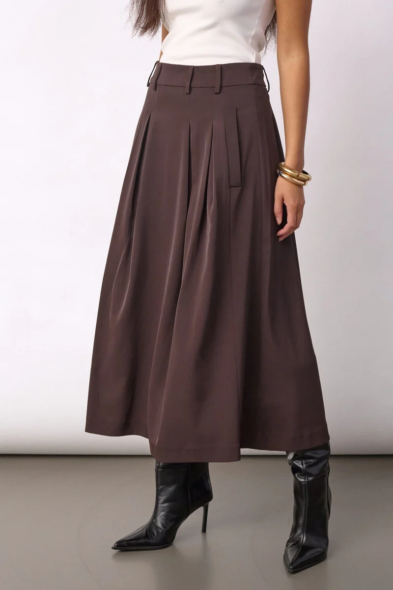 Co´Couture - Alinicc Anya Pleat Skirt 500182 - 20003 - Dark Brown