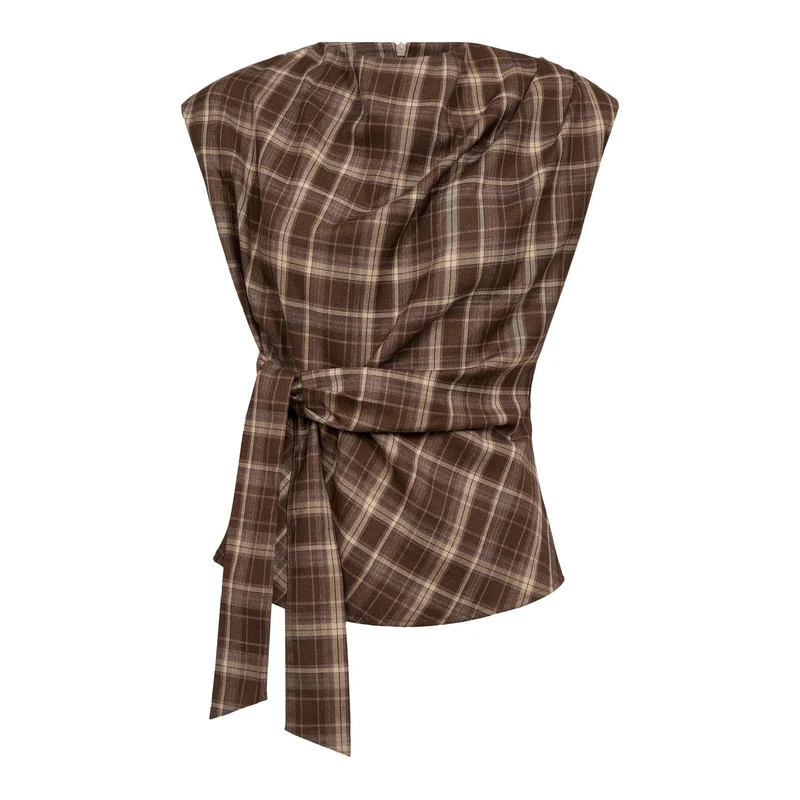 Co´Couture - Dagnycc Check Pleat Top 500070 - 20002 - Brown