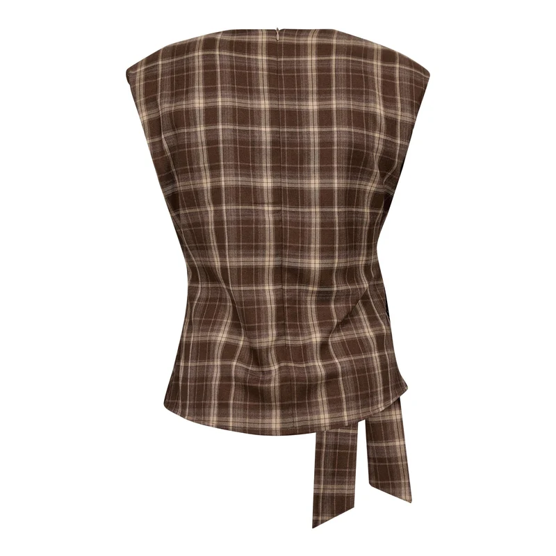 Co´Couture - Dagnycc Check Pleat Top 500070 - 20002 - Brown