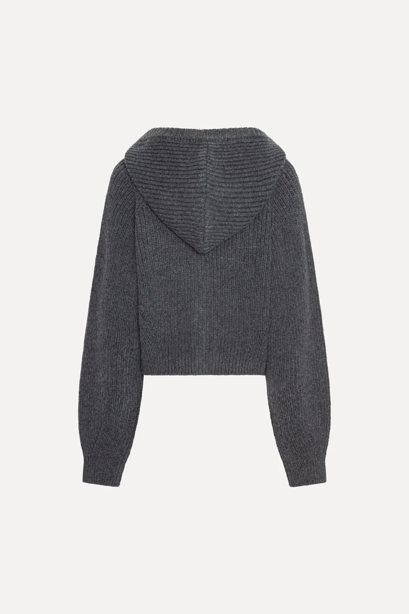 Rotate - Knit Boxy Hoodie 1167001205 - 1205 Gray Pinstripe