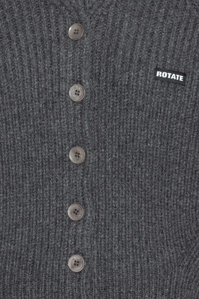 Rotate - Knit Boxy Hoodie 1167001205 - 1205 Gray Pinstripe