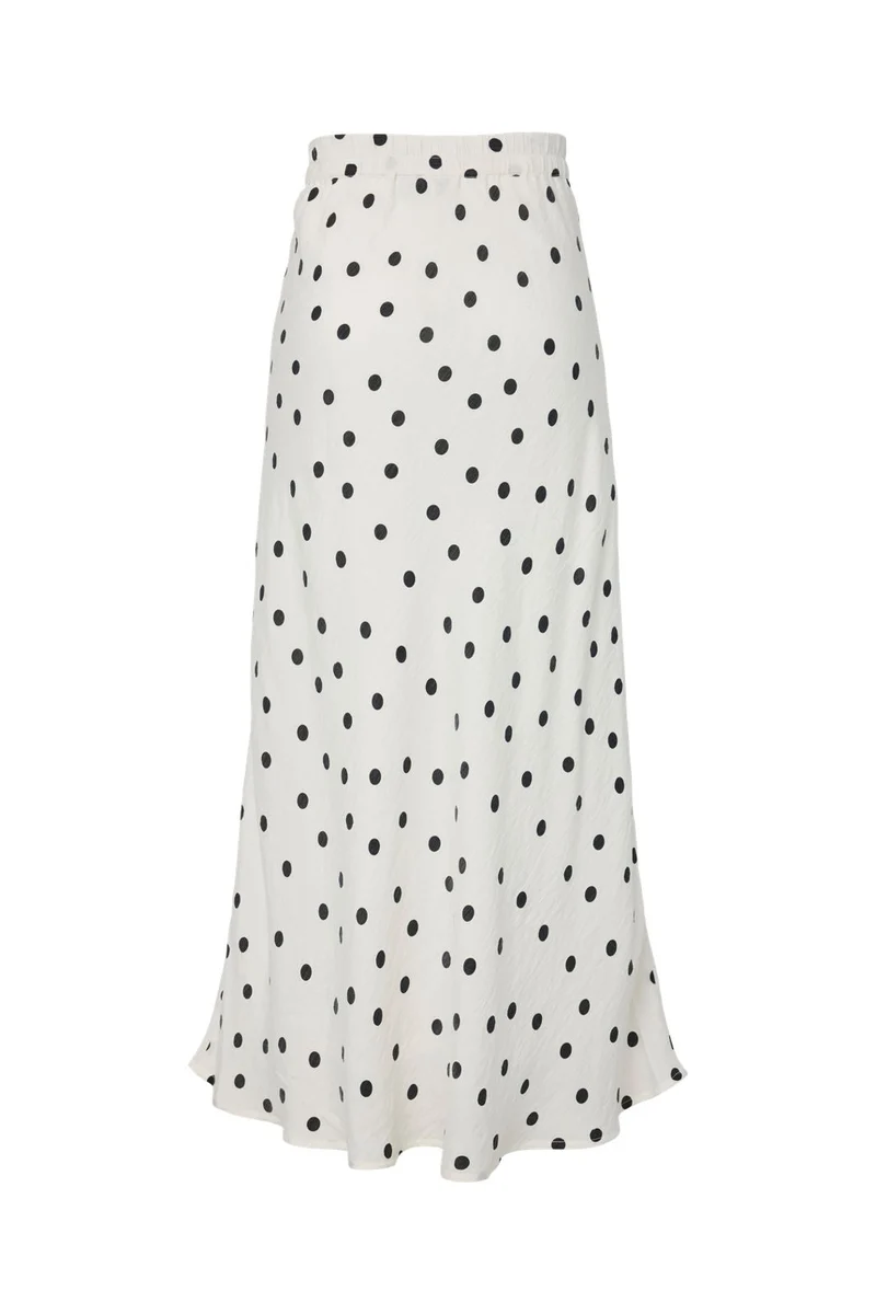 Pieces - Pcangie Ankle Skirt - 5103002 Cloud Dancer Black Polka Dots