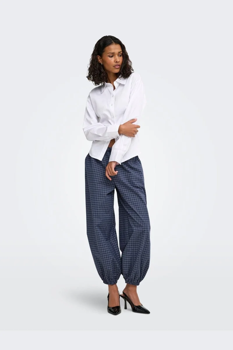 Jdy - Jdypeggy Check Loose Pant - 5181641 Navy Blazer Cloud Dancer