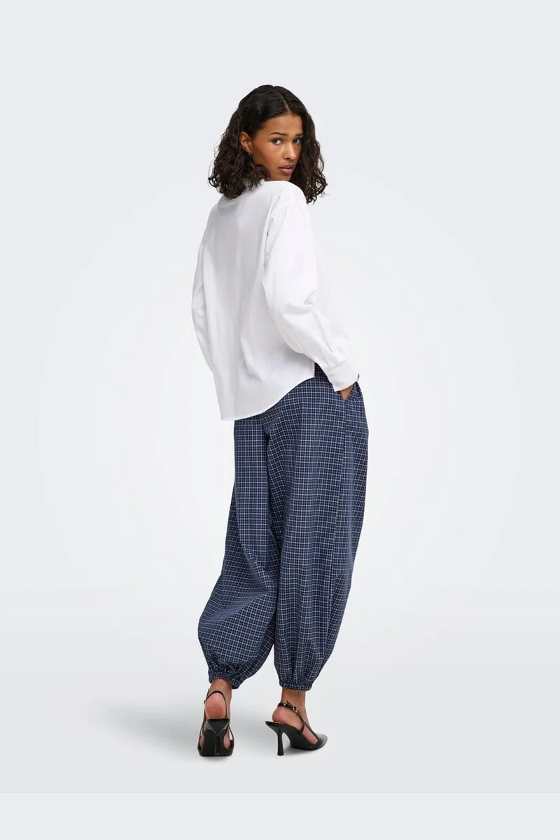 Jdy - Jdypeggy Check Loose Pant - 5181641 Navy Blazer Cloud Dancer