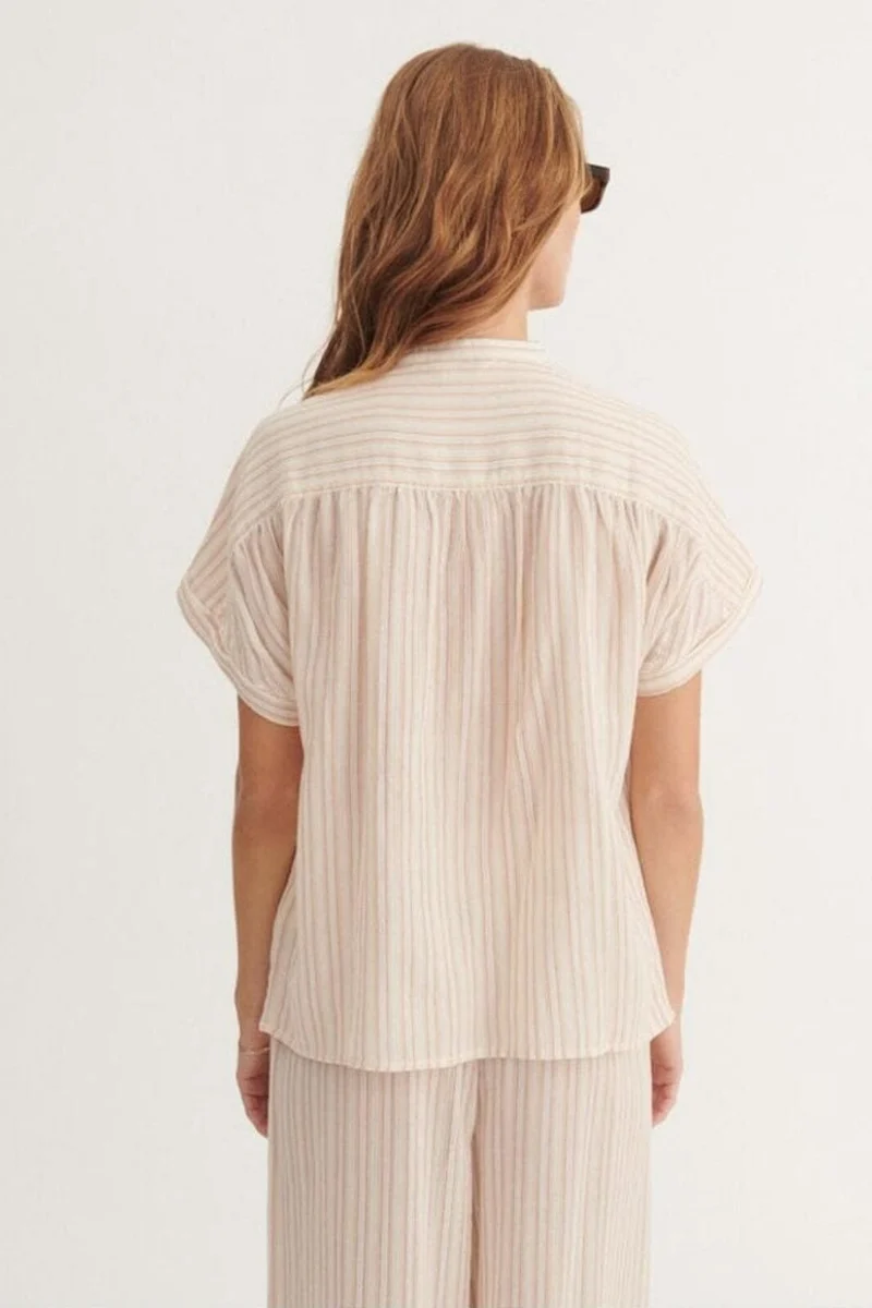 Basic Apparel - Calli Ss Shirt BA425-02 - 779 - Smokey Gray / Whisper White / Cedar Wood