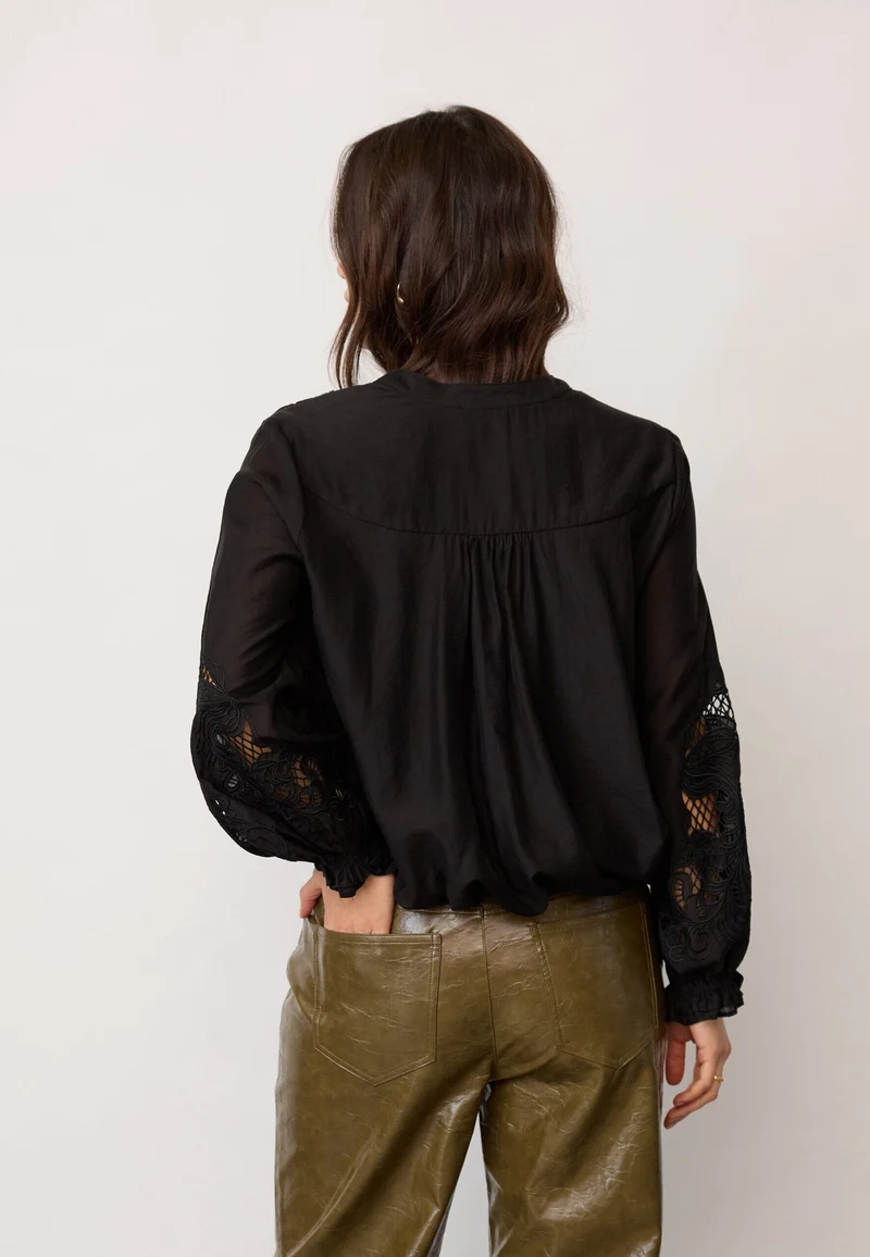 Co´Couture - Delincc Balloon Emb Shirt 500204 - 65001 - Black