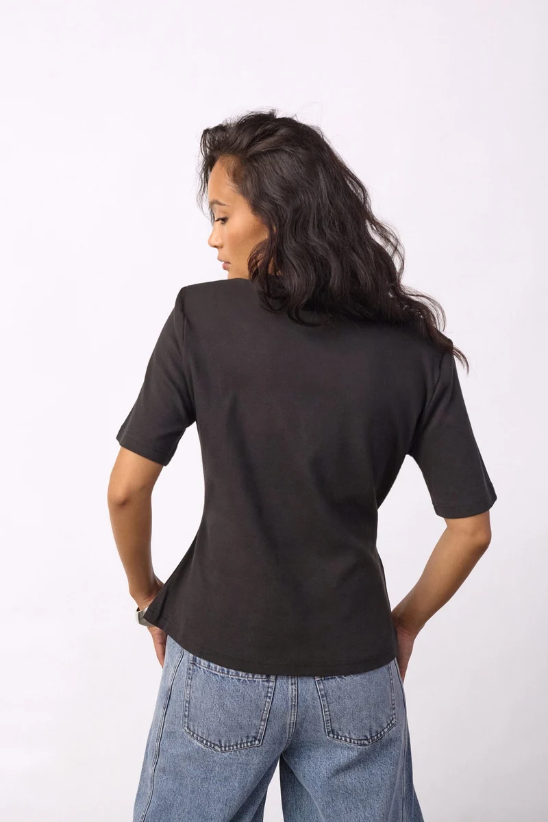 Co´Couture - Orianecc Pleat Tie Tee 500096 - 65001 - Black