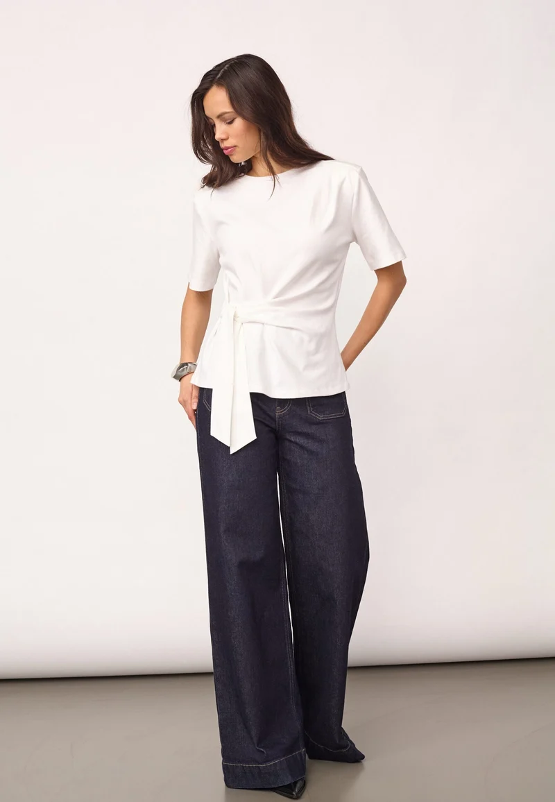 Co´Couture - Orianecc Pleat Tie Tee 500096 - 10001 - White