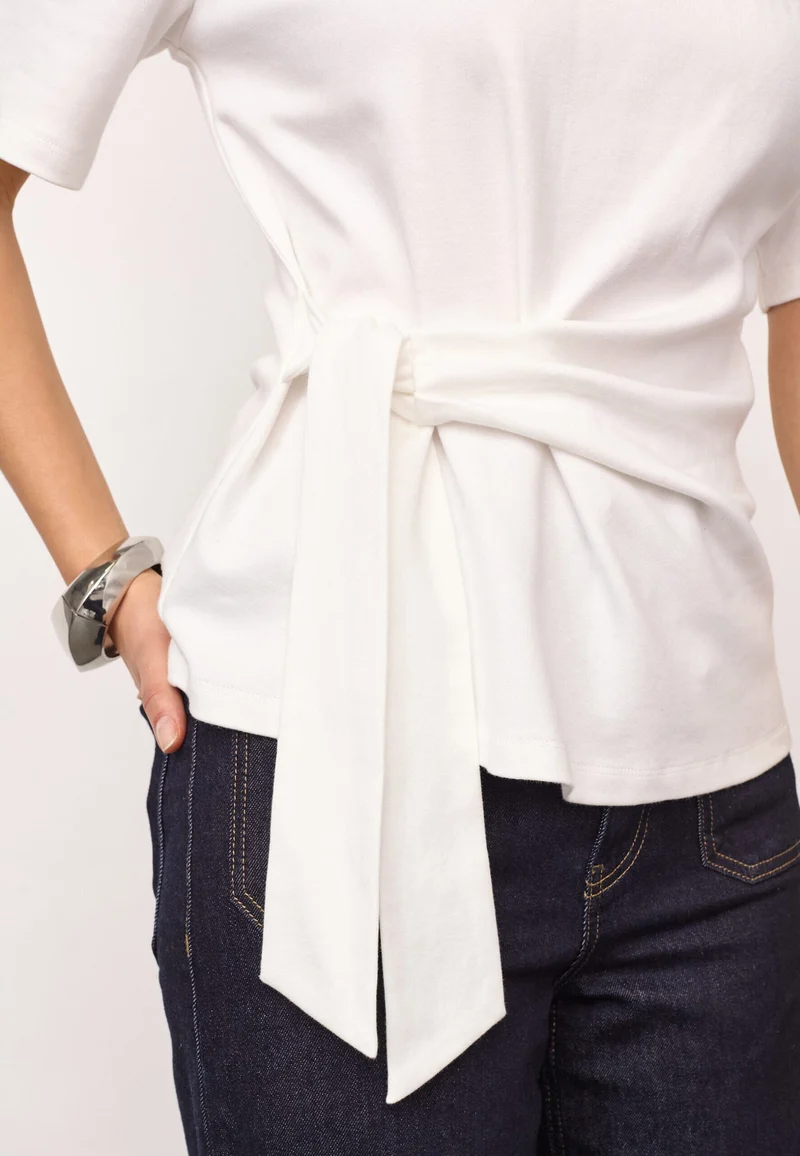 Co´Couture - Orianecc Pleat Tie Tee 500096 - 10001 - White