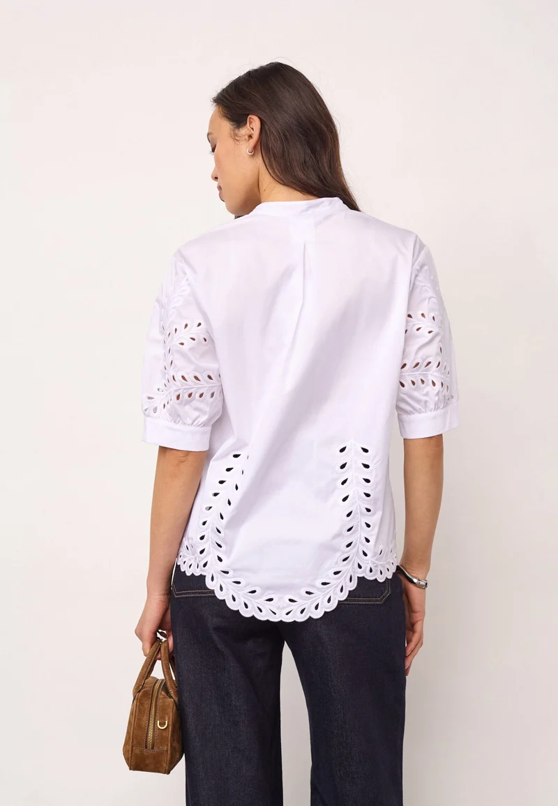 Co´Couture - Poppycc Emb. V-Shirt 500102 - 10001 - White