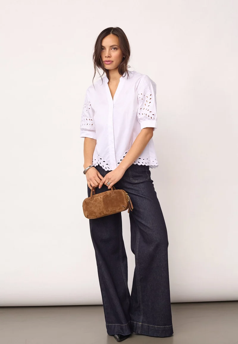 Co´Couture - Poppycc Emb. V-Shirt 500102 - 10001 - White