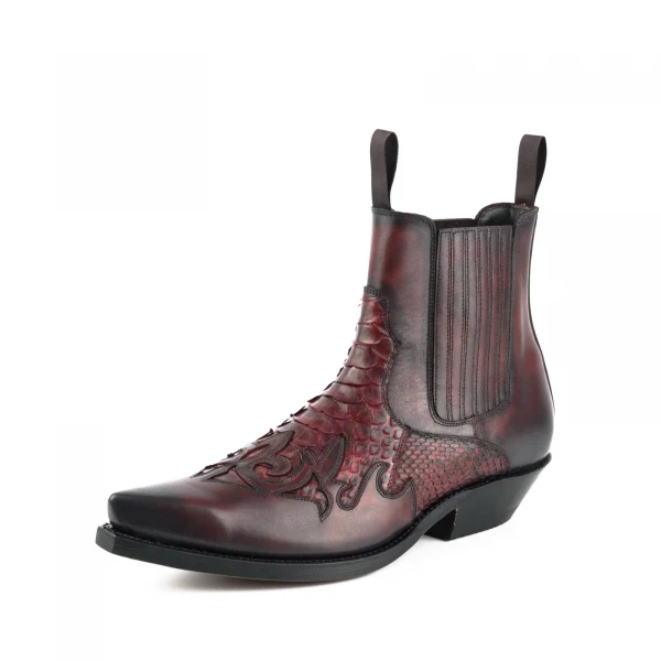 Handgefertigte urbane und exotische Cowboystiefel oder Stiefeletten für Damen und Herren, Rot 2500