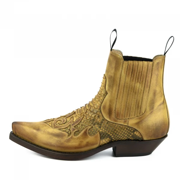 Handgefertigte gelbe urbane und exotische Cowboystiefel oder Stiefeletten für Damen und Herren 2500