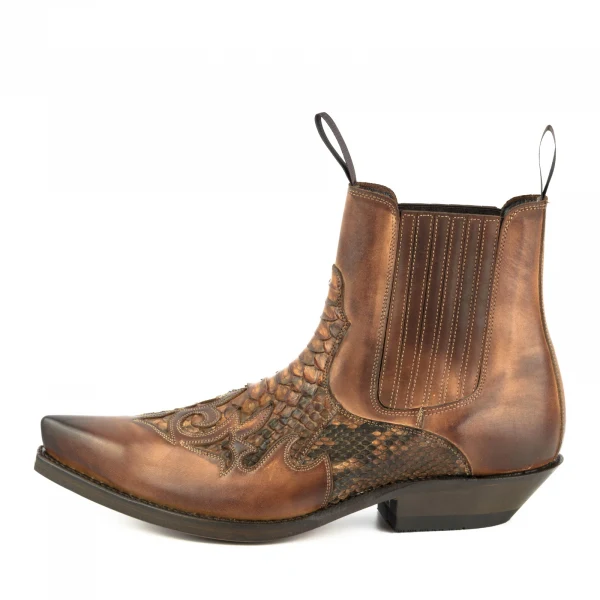 Handgefertigte braune urbane und exotische Cowboystiefel oder Stiefeletten für Damen und Herren 2500