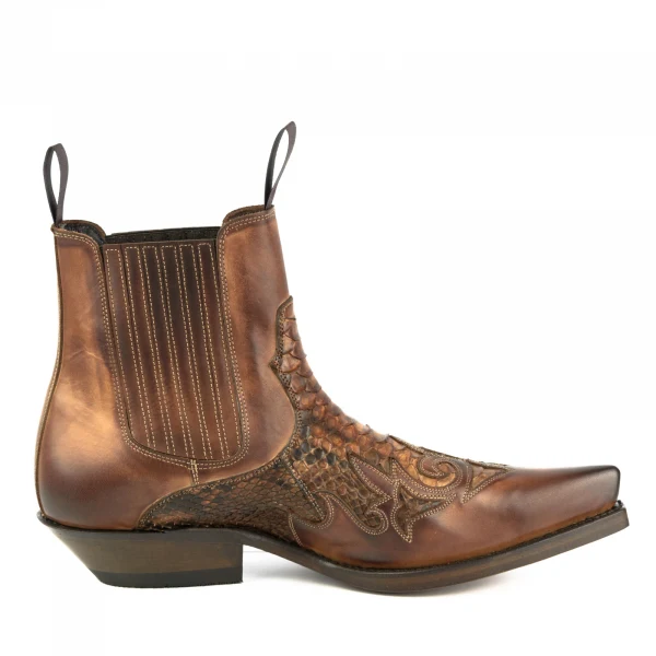 Handgefertigte braune urbane und exotische Cowboystiefel oder Stiefeletten für Damen und Herren 2500